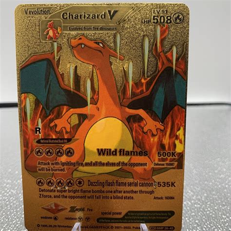 Pokémon Gold Foil Card Charizard V HP 508 LV.91 2021.